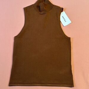 New Frame Shiny Turtle Neck Tank. Brown. Size XS.